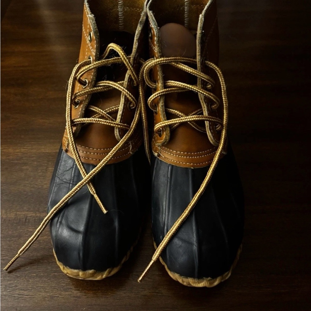 Classic Women’s Eddie Bauer Two-Tone Duck Boots - Brown and Blue